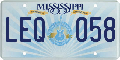 MS license plate LEQ058