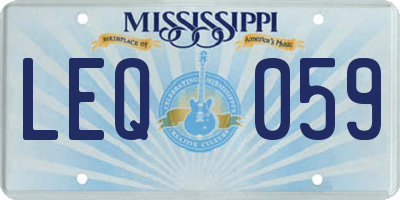 MS license plate LEQ059