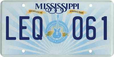 MS license plate LEQ061