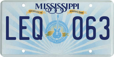 MS license plate LEQ063