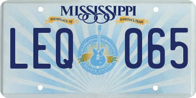 MS license plate LEQ065