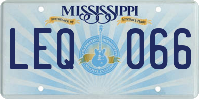 MS license plate LEQ066