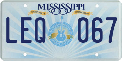 MS license plate LEQ067