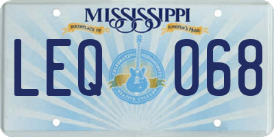 MS license plate LEQ068