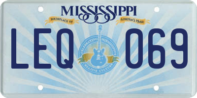 MS license plate LEQ069