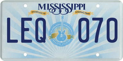 MS license plate LEQ070