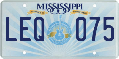 MS license plate LEQ075