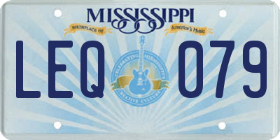 MS license plate LEQ079