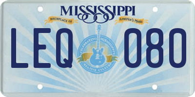 MS license plate LEQ080