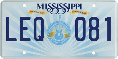 MS license plate LEQ081