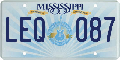 MS license plate LEQ087