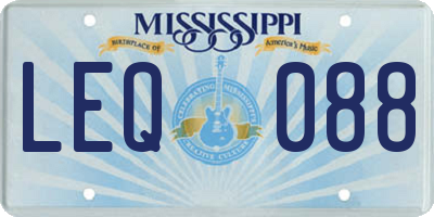 MS license plate LEQ088