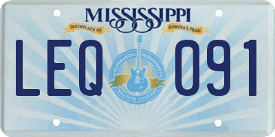 MS license plate LEQ091