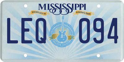 MS license plate LEQ094