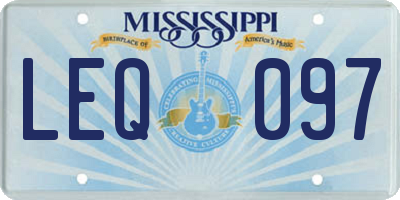 MS license plate LEQ097