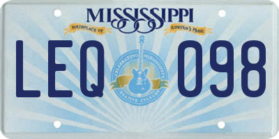 MS license plate LEQ098