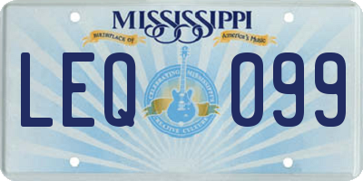 MS license plate LEQ099