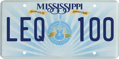 MS license plate LEQ100