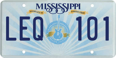MS license plate LEQ101