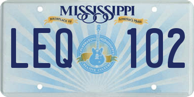 MS license plate LEQ102