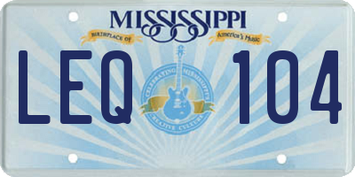 MS license plate LEQ104