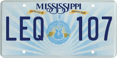 MS license plate LEQ107