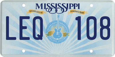 MS license plate LEQ108
