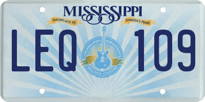 MS license plate LEQ109