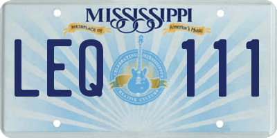 MS license plate LEQ111