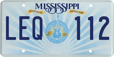 MS license plate LEQ112