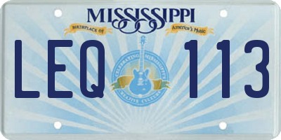 MS license plate LEQ113