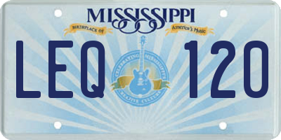 MS license plate LEQ120