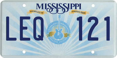 MS license plate LEQ121