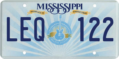 MS license plate LEQ122