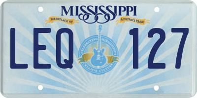 MS license plate LEQ127