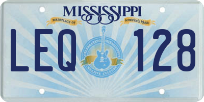 MS license plate LEQ128