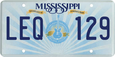 MS license plate LEQ129