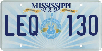 MS license plate LEQ130