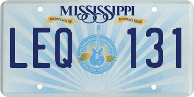 MS license plate LEQ131