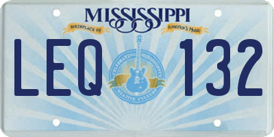 MS license plate LEQ132