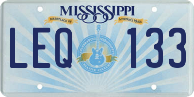 MS license plate LEQ133
