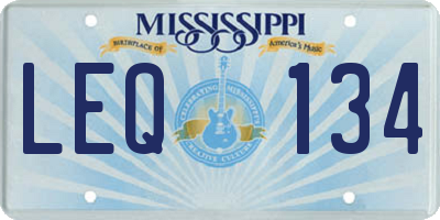 MS license plate LEQ134