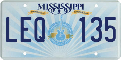 MS license plate LEQ135