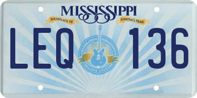 MS license plate LEQ136