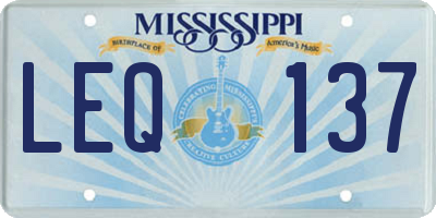 MS license plate LEQ137