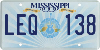 MS license plate LEQ138