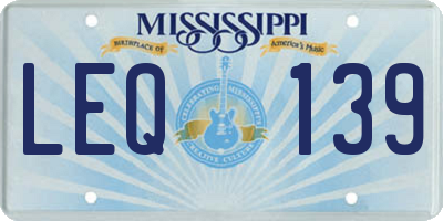 MS license plate LEQ139