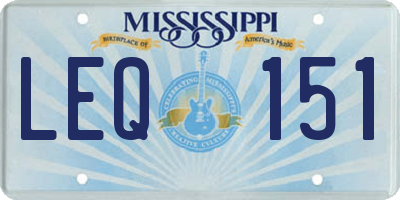 MS license plate LEQ151