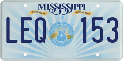 MS license plate LEQ153