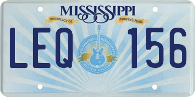 MS license plate LEQ156